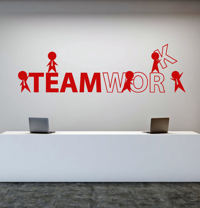 Vinyl Wall Decal Office Quote Worker Style Teamwork Cartoon People Stickers Unique Gift (1757ig)