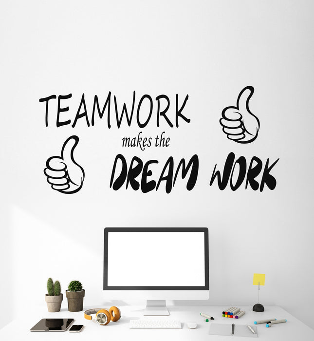 Vinyl Wall Decal Stickers Motivation Quote Words Teamwork Makes Dream Work 2392ig (22.5 in x 10 in)