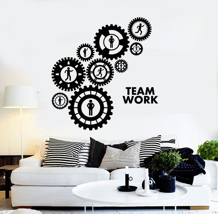 Vinyl Wall Decal Teamwork Gears Office Decoration Stickers Unique Gift (ig4368)