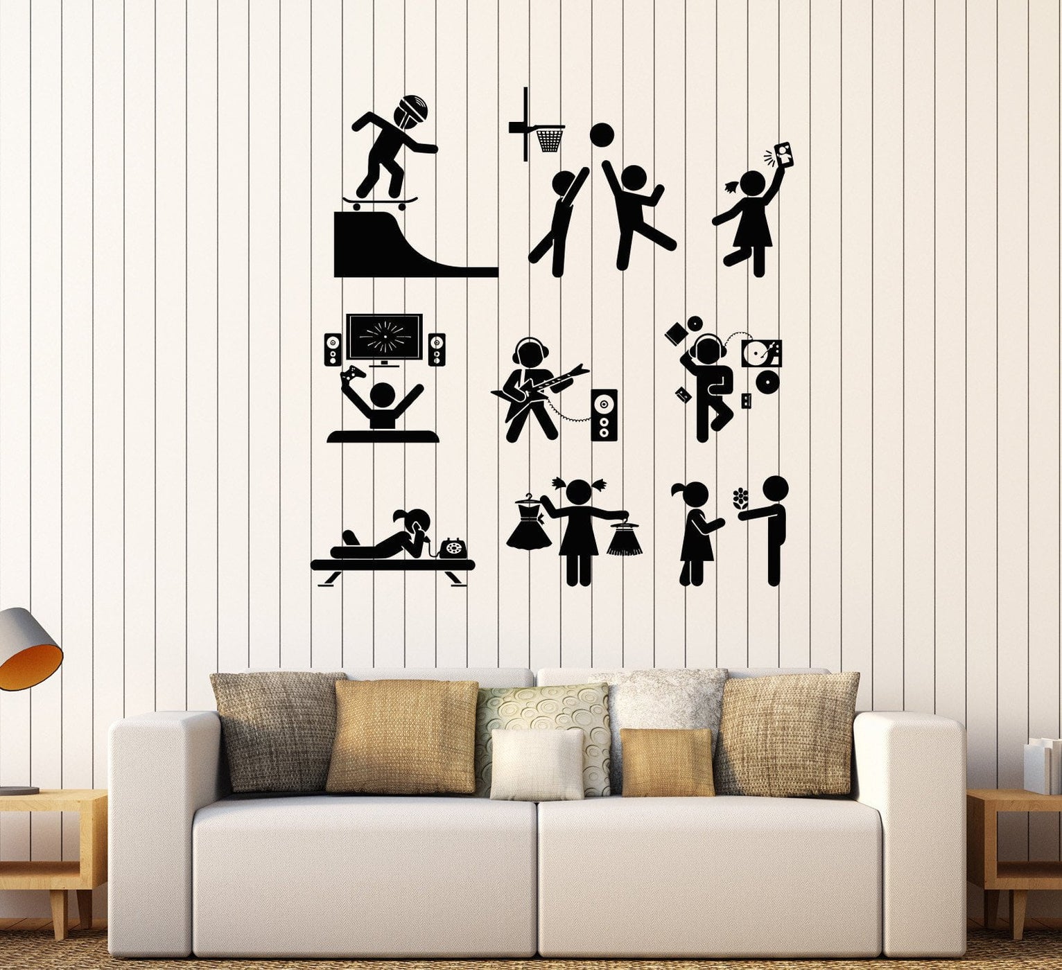 Vinyl Wall Decal Entertainment Zone Teen Room Art Stickers Unique Gift ...