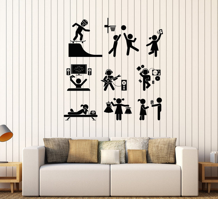Vinyl Wall Decal Entertainment Zone Teen Room Art Stickers Unique Gift (481ig)