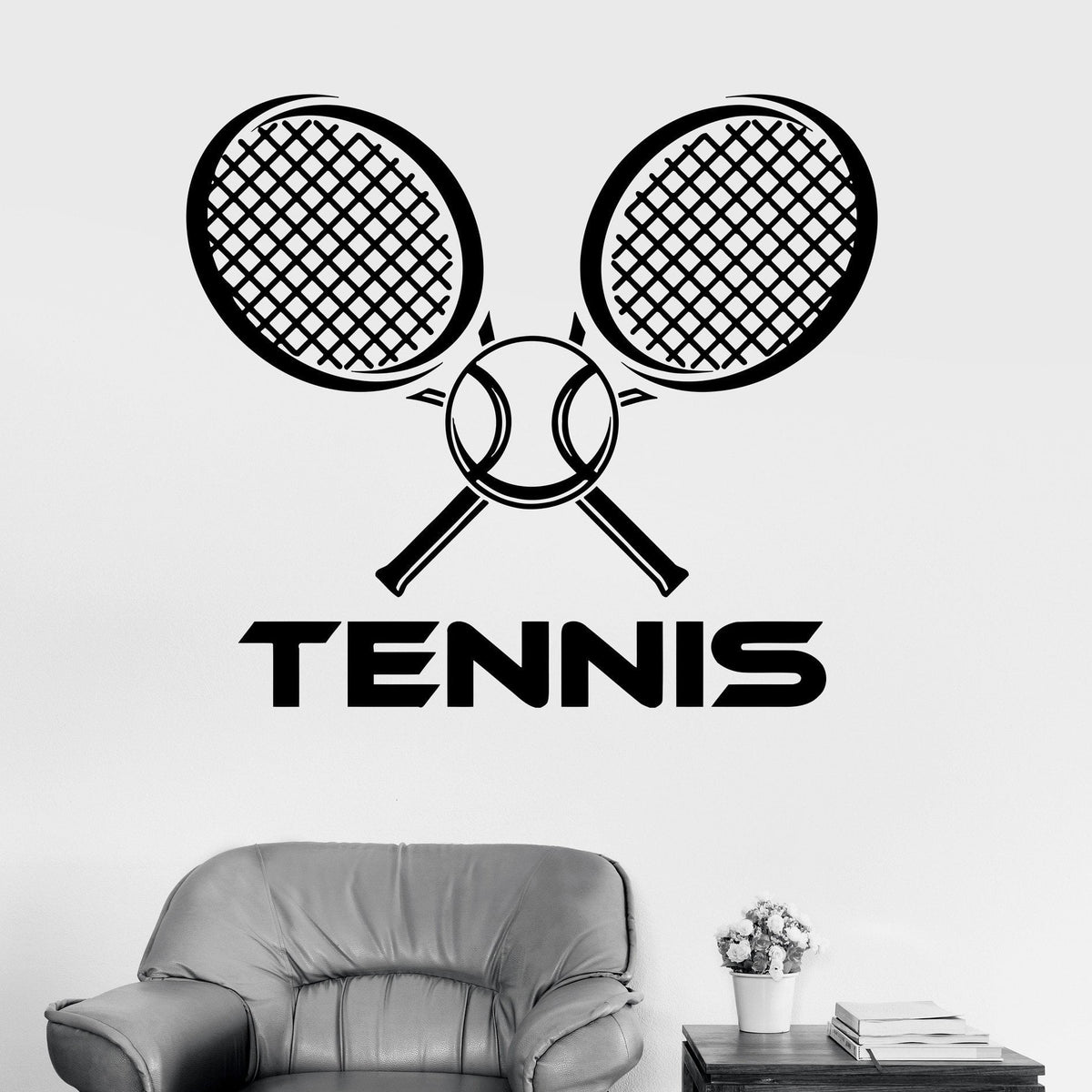 Vinyl Wall Decal Tennis Racket Ball Sports Racquet Stickers Unique Gif ...