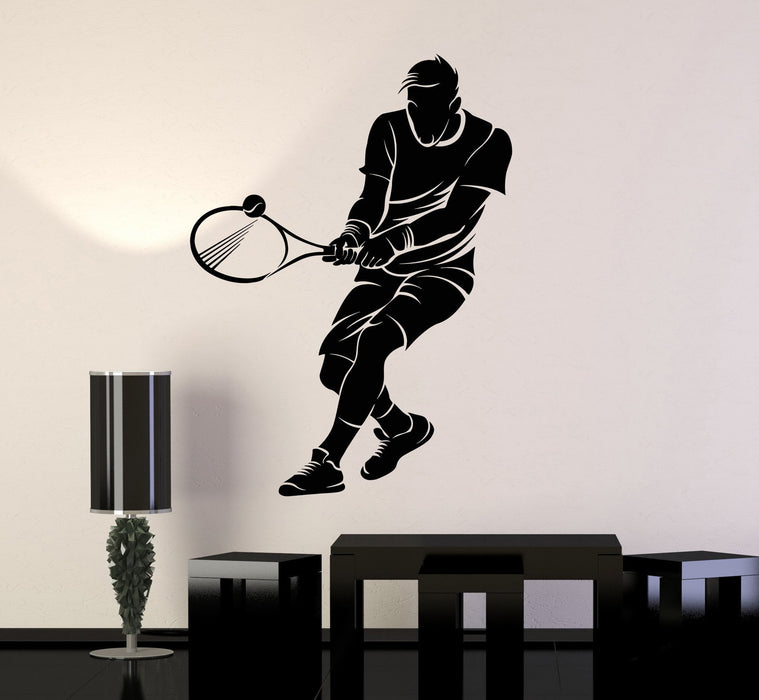 Vinyl Wall Decal Tennis Player Sport Racquet Ball Stickers Unique Gift (ig4214)
