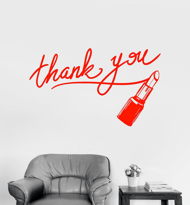 Vinyl Wall Decal Thank You Beauty Salon Makeup Cosmetics Pomade Stickers Unique Gift (964ig)