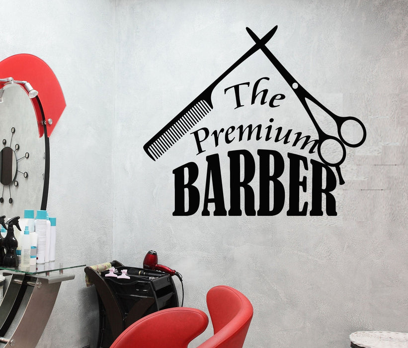Vinyl Wall Decal Premium Barber Shop Tools Hair Salon Beauty Stickers Unique Gift (460ig)
