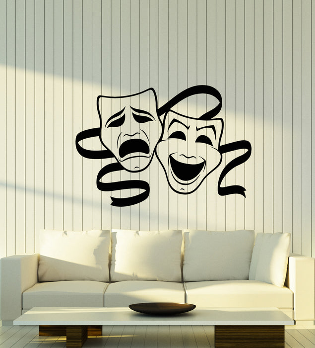 Vinyl Wall Decal Tragedy Comedy Theater Masks Stickers (3571ig)