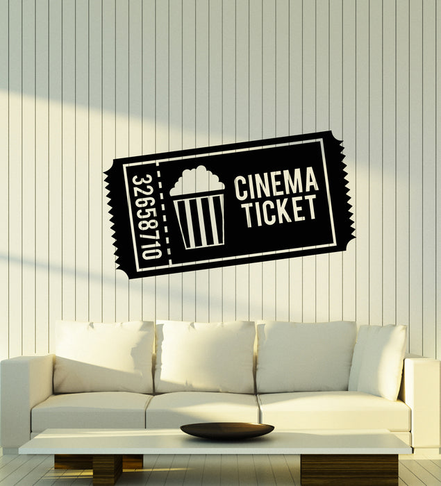 Vinyl Wall Decal Cinema Ticket Popcorn Movie House Stickers (3432ig)