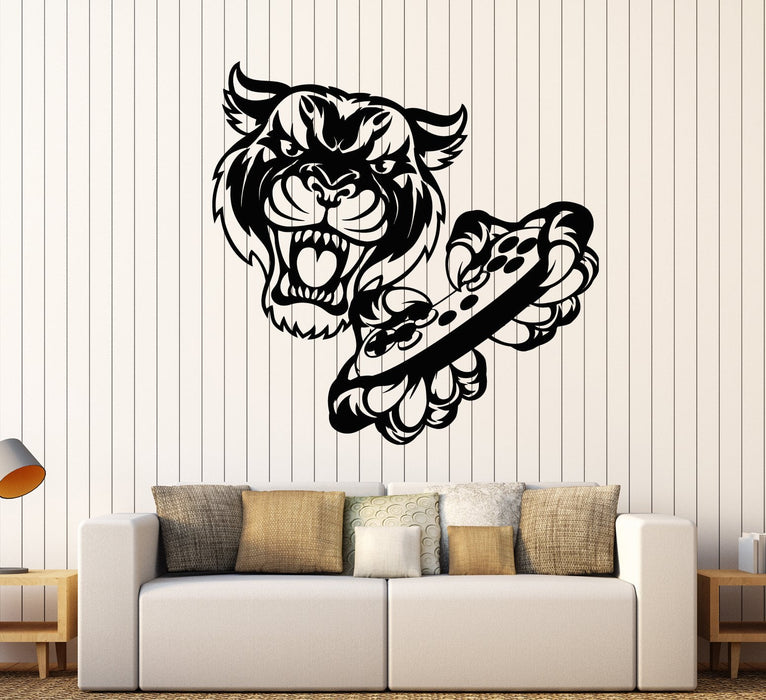 Vinyl Wall Decal Tiger Head Gamer Joystick Video Game Stickers Unique Gift (1669ig)