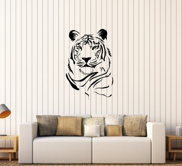 Vinyl Wall Decal Abstract Tiger Head Silhouette African Predator Wild Cat Stickers (4198ig)