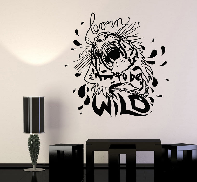 Vinyl Wall Decal Quote Born To Be Wild Tiger African Animal Stickers Unique Gift (1357ig)