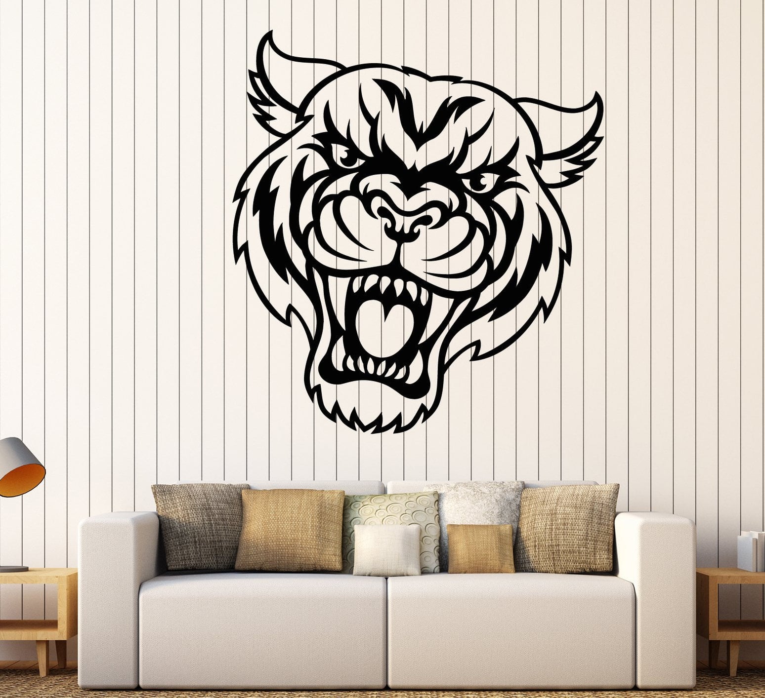 Vinyl Wall Decal Tiger Head Predator African Animal Stickers Unique Gi ...