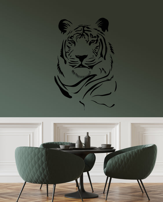 Vinyl Wall Decal Abstract Tiger Head Silhouette African Predator Wild Cat Stickers (4198ig)
