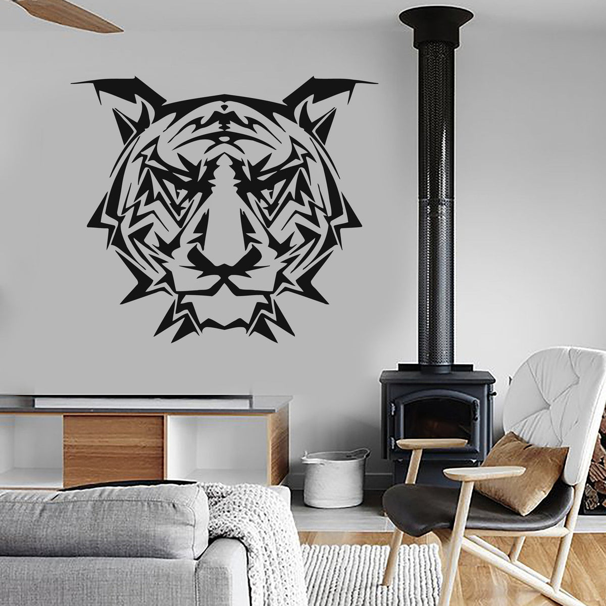 Vinyl Wall Decal Tiger Head Animal Tribal Predator Decor Mural Sticker ...