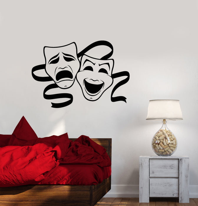 Vinyl Wall Decal Tragedy Comedy Theater Masks Stickers (3571ig)