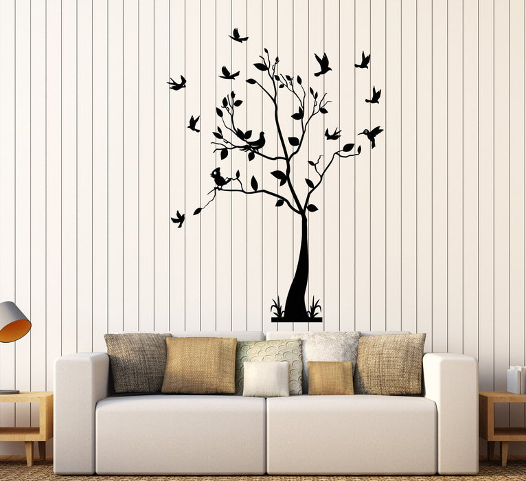 Vinyl Wall Decal Beautiful Tree Bird Branch Nature Style Nursery Stickers Unique Gift (1684ig)