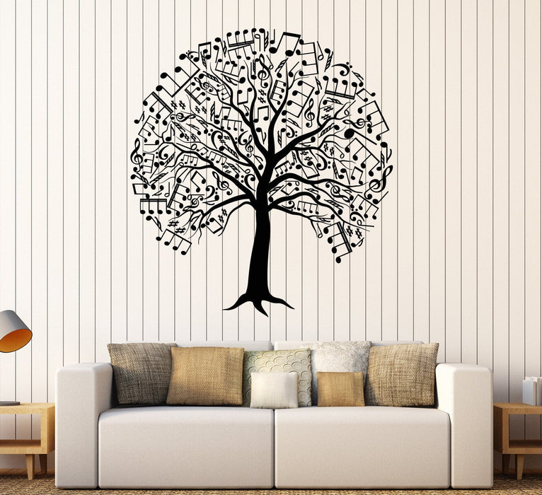 Vinyl Wall Decal Musical Tree Nature Notes Beautiful Branches Stickers Unique Gift (950ig)