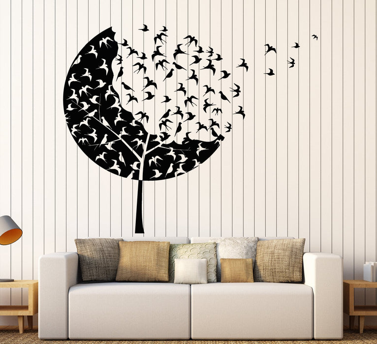 Vinyl Wall Decal Flock Of Birds Forest Tree Gothick Style Swallows Stickers Unique Gift (1791ig)