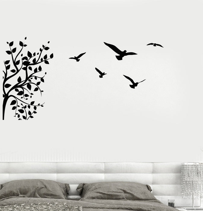 Vinyl Wall Decal Tree Branch Birds Leaves House Interior Stickers Unique Gift (ig4254)