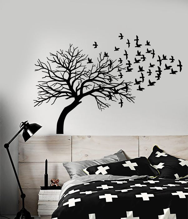 Vinyl Wall Decal Gothic Style Forest Tree Branches Birds Nature Stickers (3828ig)