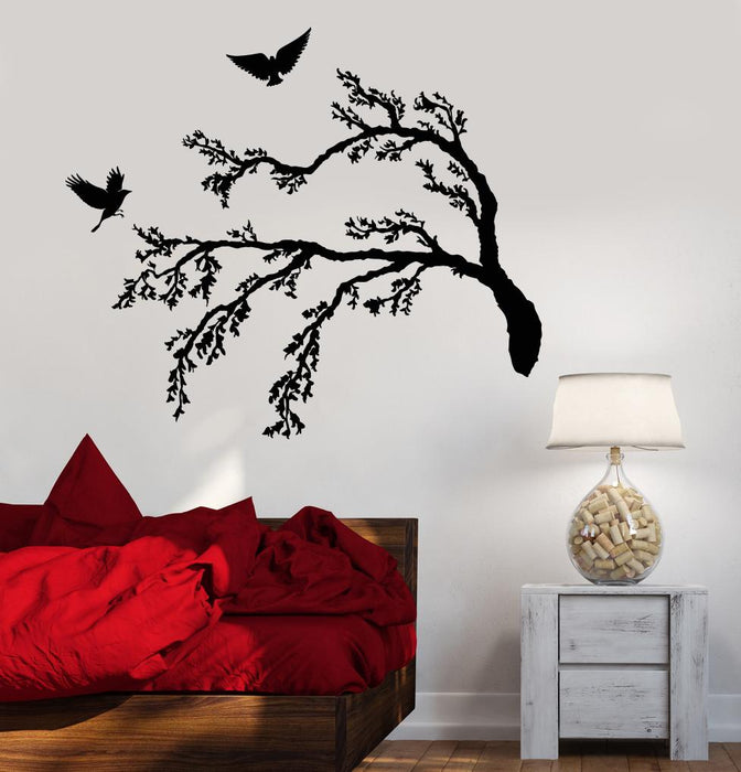 Vinyl Wall Decal Romantic Tree Branch Bird Nature Animals Stickers Unique Gift (1618ig)