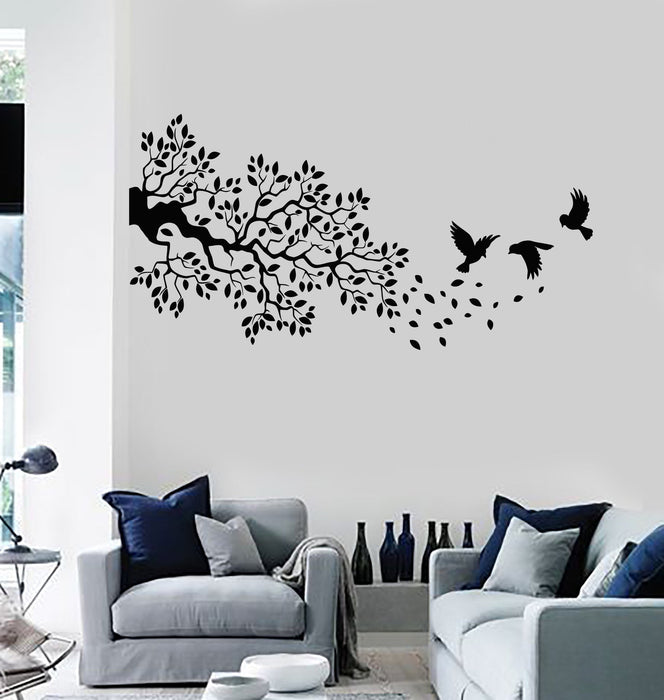 Vinyl Wall Decal Branch Leaves Tree Birds Room Decor Stickers Unique Gift (ig4069)