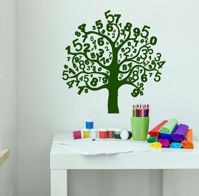 Vinyl Wall Decal Cartoon Abstract Tree Digits For School Nursery Stickers Unique Gift (1978ig)