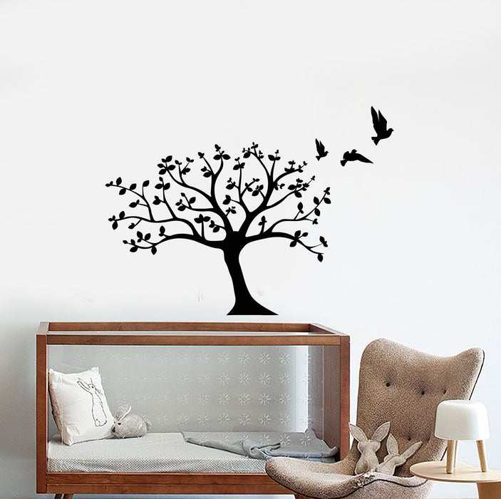 Vinyl Wall Decal Nature Forest Tree Birds Children's Room Decor Stickers (3833ig)