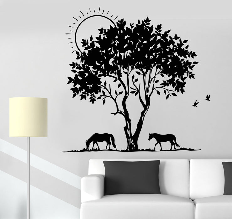 Vinyl Wall Decal Nature Tree Branches Family Beautiful Horses Stickers Unique Gift (943ig)