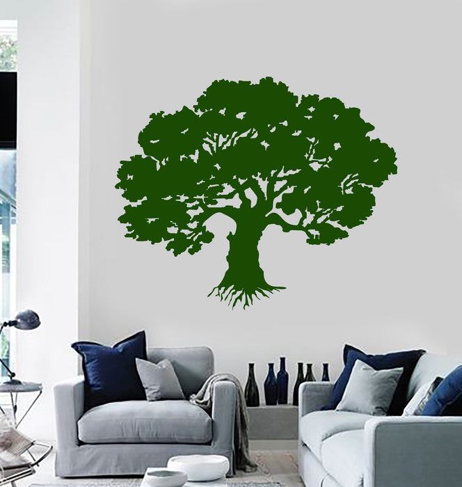 Vinyl Wall Decal Green Oak Tree Nature House Interior Stickers Unique Gift (728ig)