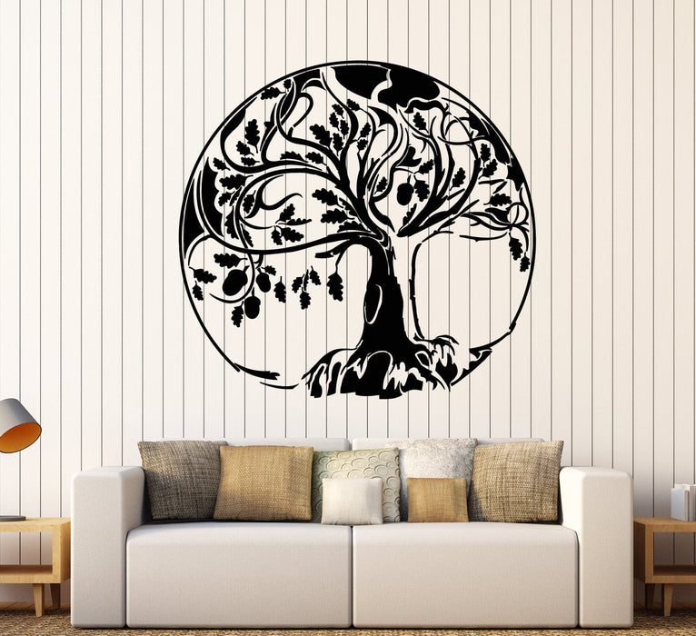 Vinyl Wall Decal Abstract Oak Tree Of Life Acorn Stickers (2242ig)