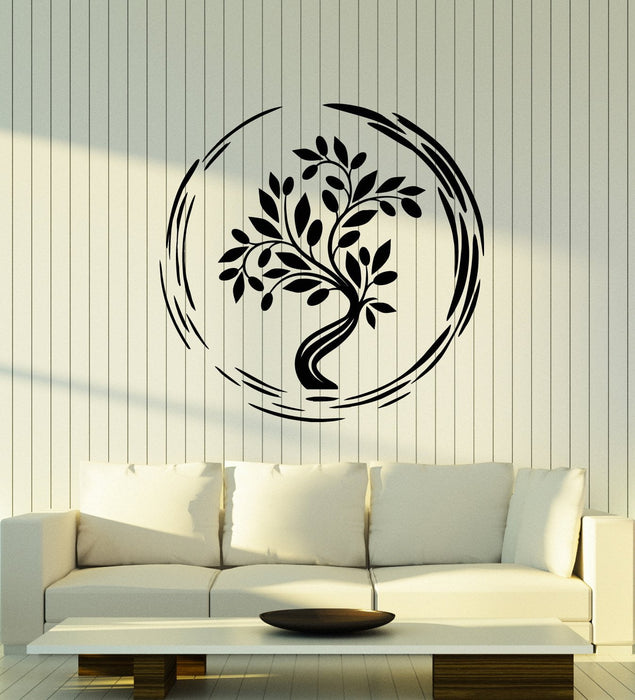 Vinyl Wall Decal Enso Circle Asian Tree Buddhism Tree Of Life Stickers (2717ig)