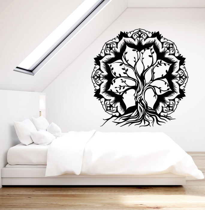 Vinyl Wall Decal Lotus Flower Abstract Tree Of Life Branches Stickers (2882ig)