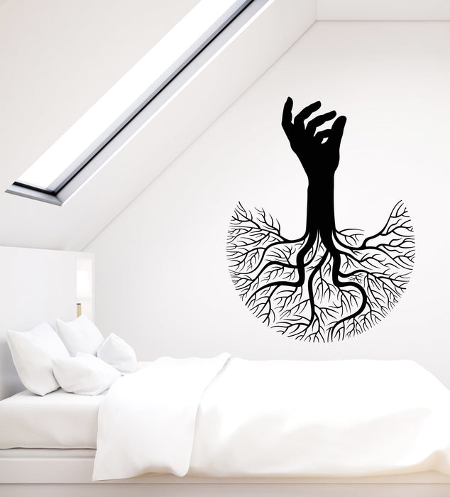 Vinyl Wall Decal Abstract Tree Of Life Hand Branch Roots Stickers (2996ig)