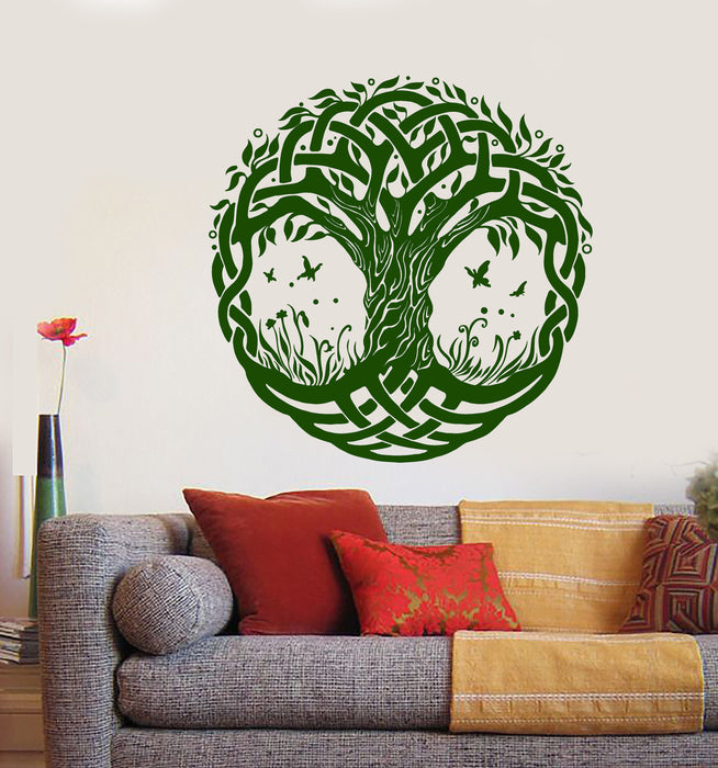 Vinyl Wall Decal Celtic Symbol Tree of Life Nature Butterflies Stickers Unique Gift (1349ig)