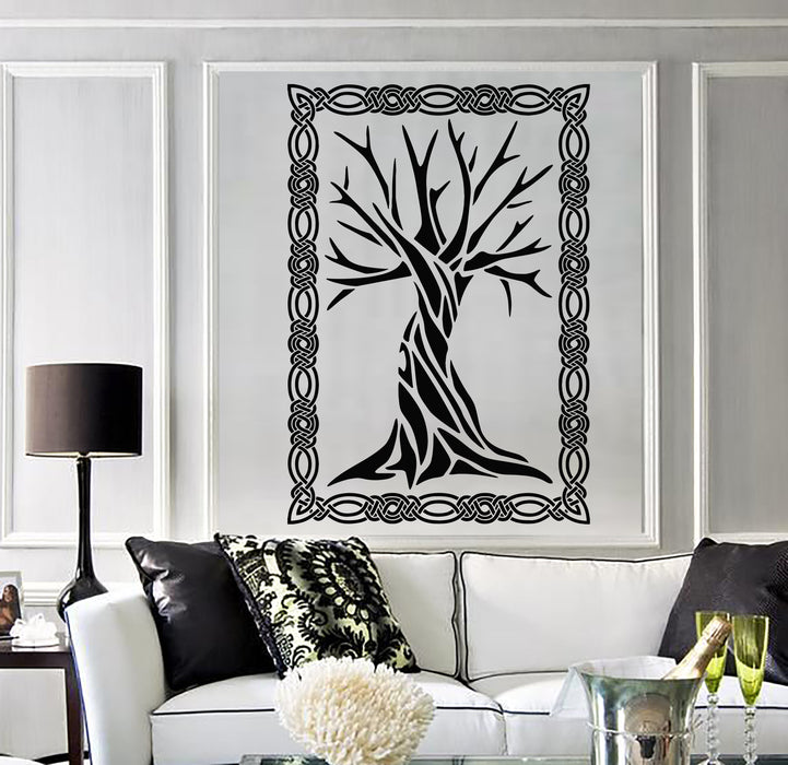 Vinyl Wall Decal Celtic Ancient Tree Art Ornament Frame Nature Stickers Unique Gift (2028ig)