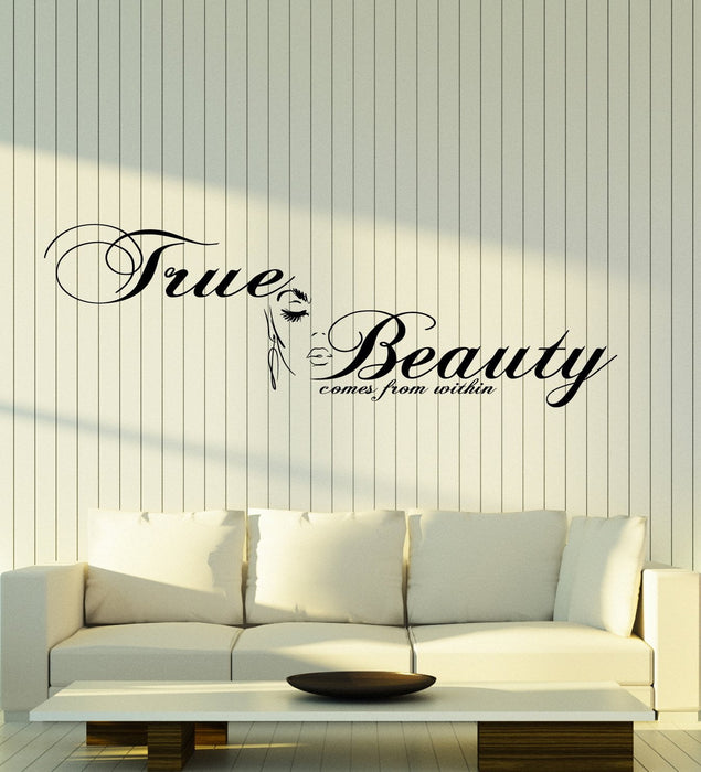 Vinyl Wall Decal True Beauty Comes From Within Salon Quote Stickers (2741ig)