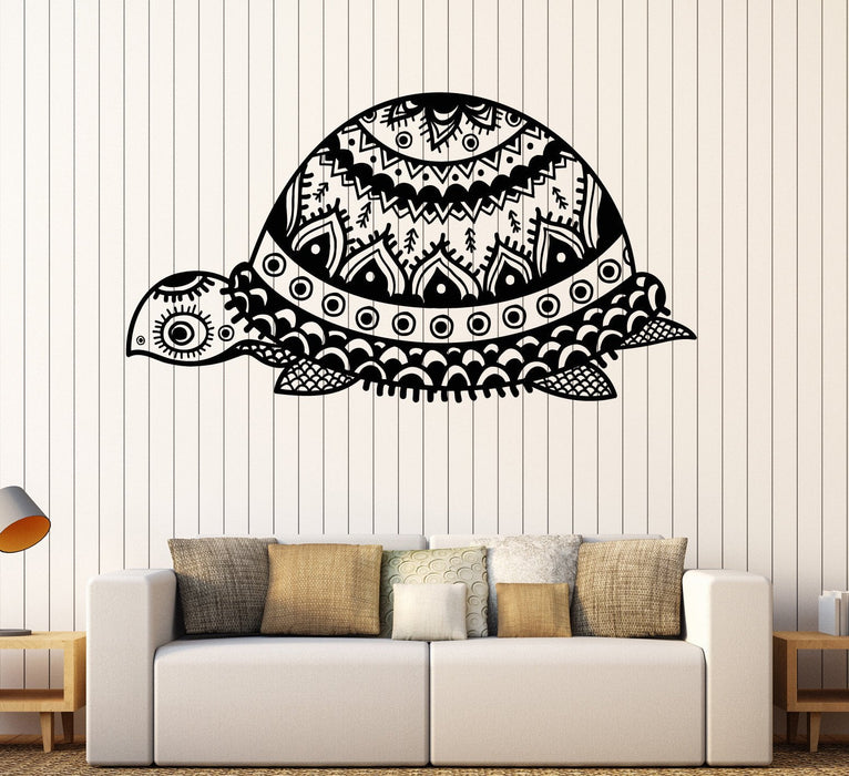 Vinyl Wall Decal Turtle Ornament Marine Animal Stickers Mural Unique Gift (ig4493)