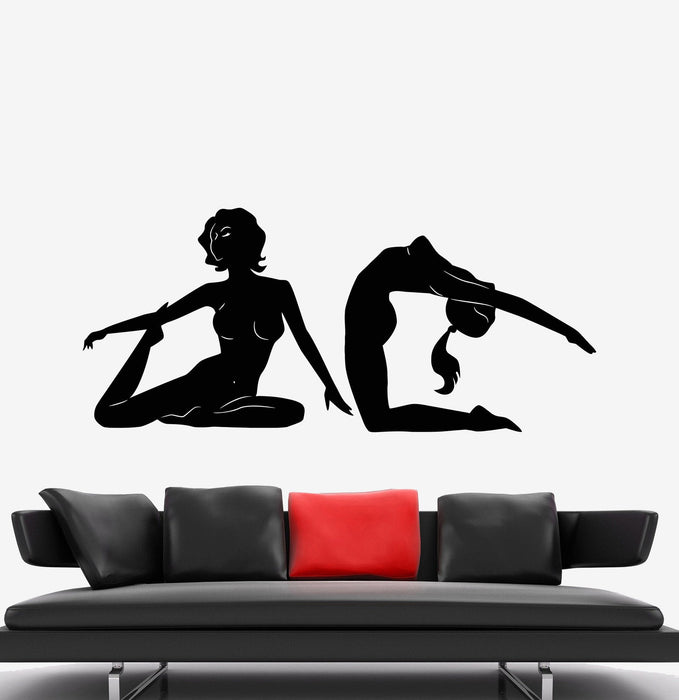 Vinyl Wall Decal Yoga Centre Meditation Pose Naked Girls Stickers Unique Gift (818ig)