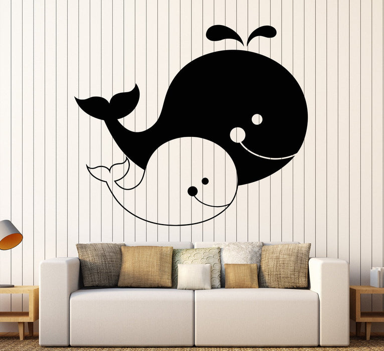 Vinyl Wall Decal Cartoons Family Whales Sea Ocean Animals Decor For Nursery Stickers Unique Gift (1213ig)