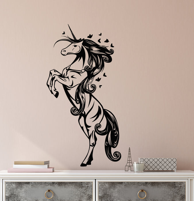 Vinyl Wall Decal Beautiful Unicorn Horse Fairy Tale Abstract Stickers (3903ig)