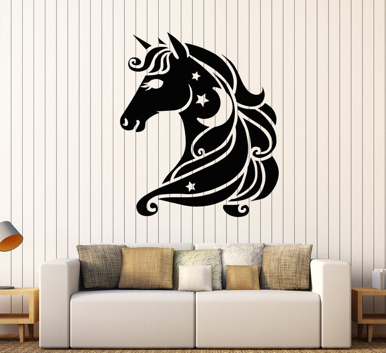 Vinyl Wall Decal Cartoon Pony Horse Head Unicorn Fairy Tale Stickers Unique Gift (2089ig)
