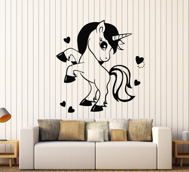 Vinyl Wall Decal Cartoon Pony Unicorn Fairy Tale Nursery Room Stickers (2661ig)