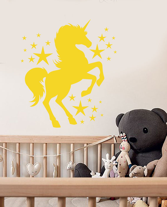 Vinyl Wall Decal Cartoon Unicorn Magic Stars Decor For Kids Room Stickers (3791ig)