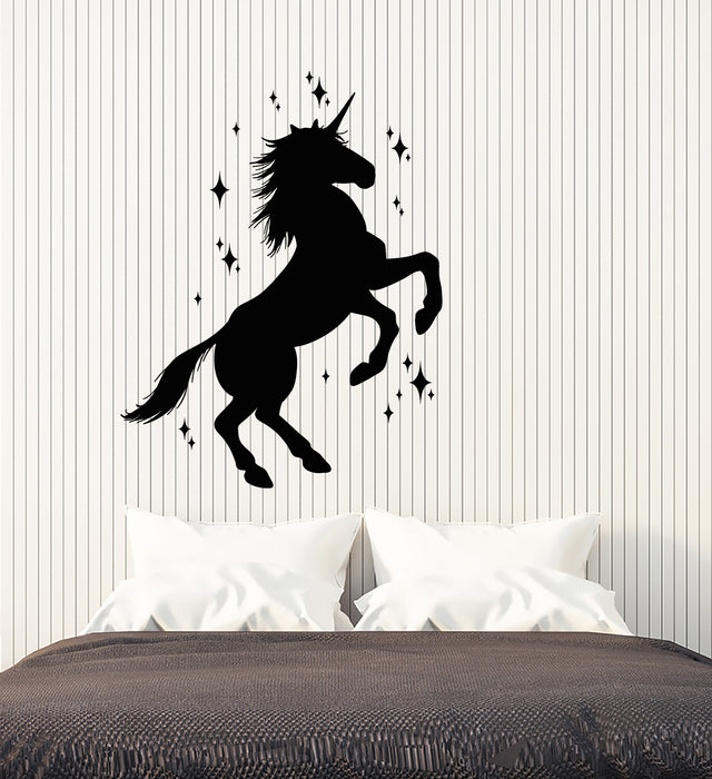 Vinyl Wall Decal Cartoon Unicorn Fairy Stars Beast Stickers (3532ig)