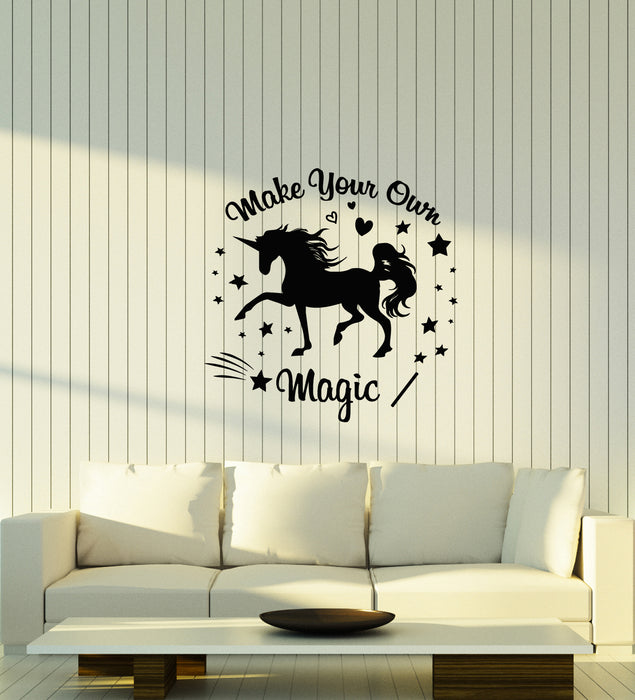 Vinyl Wall Decal Motivation Quote Fairy Tale Words Magic Unicorn Stickers (3738ig)