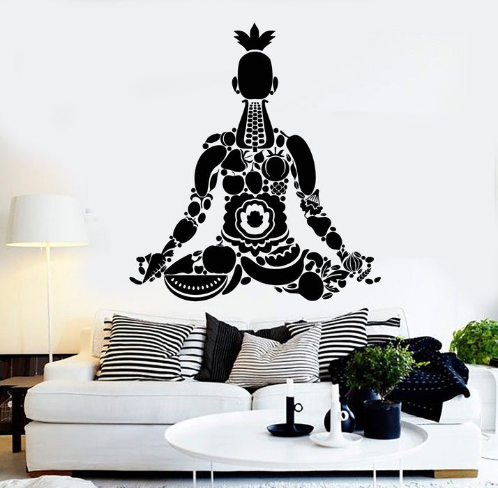 Vinyl Wall Decal Vegan Yoga Meditation Healthy Lifestyle Stickers Unique Gift (ig3901)