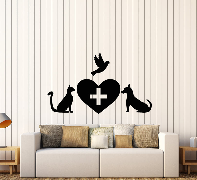 Vinyl Wall Decal Veterinary Clinic Pets Logo Signboard Stickers (3325ig)