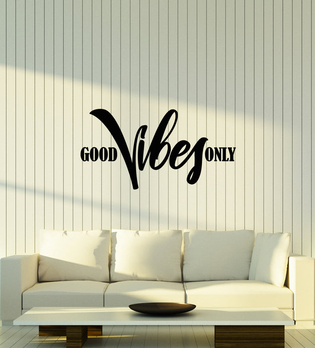 Vinyl Wall Decal Good Vibes Only Quote Meditation Room Stickers (3378ig)