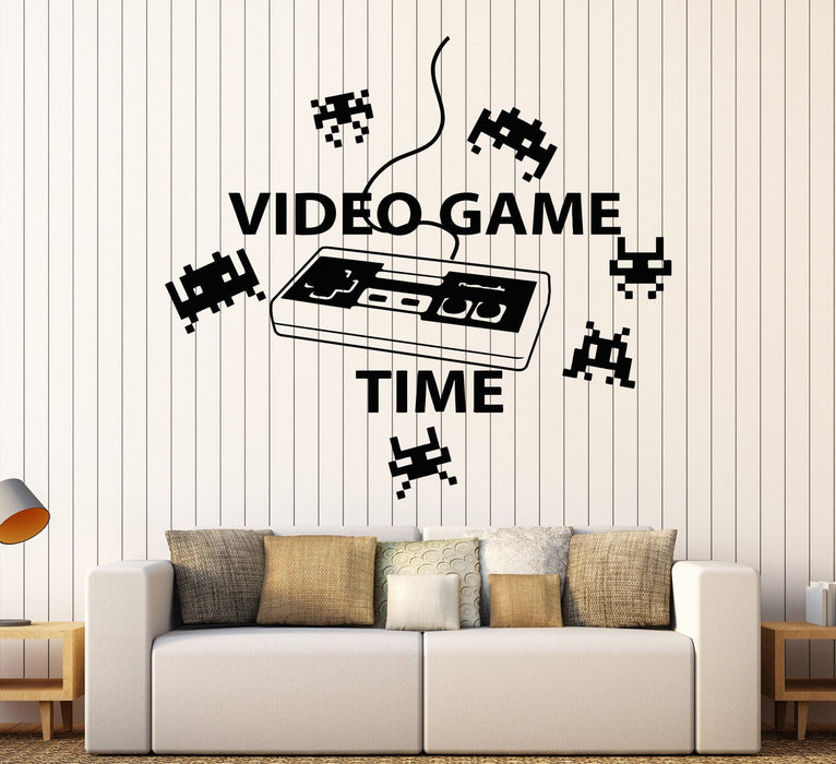 Vinyl Wall Decal Video Game Time Gamer Joystick Words Teen Room Stickers Unique Gift (1132ig)