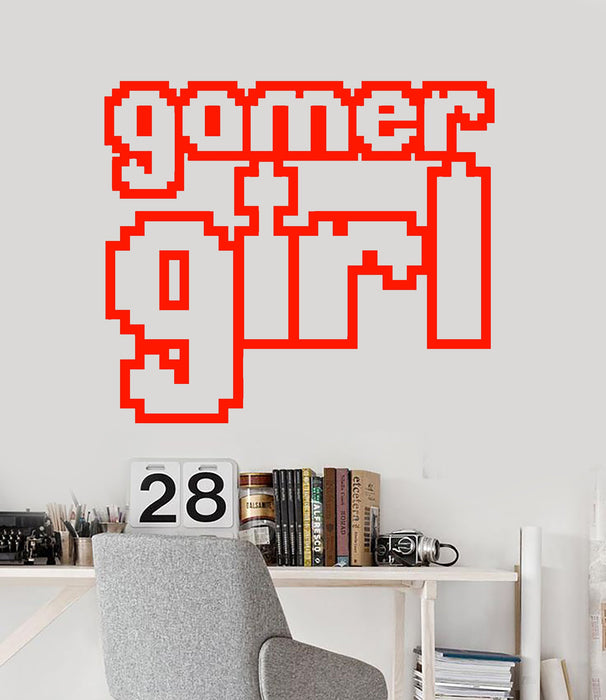 Vinyl Wall Decal Words Logo Gamer Girl Video Game Stickers (2125ig)